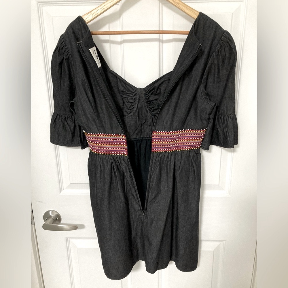 Vava by Joy Han Black Flutter Sleeve Beaded Dress- - Size Small - Picture 8 of 12